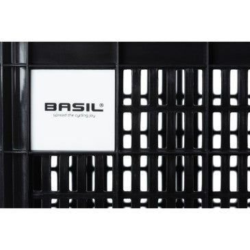 PANIER / CAISSE PLASTIQUE RECYCLE BASIL NOIR 29L AVANT/ARRIERE (33x44x25cm)