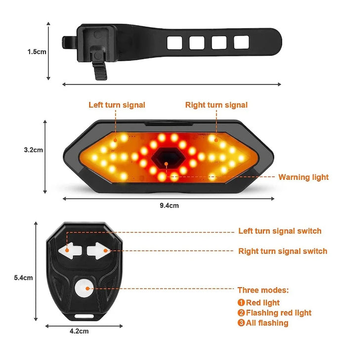 BeWise Wireless remote controle turn signal / Feu arrière de vélo avec son clignotant