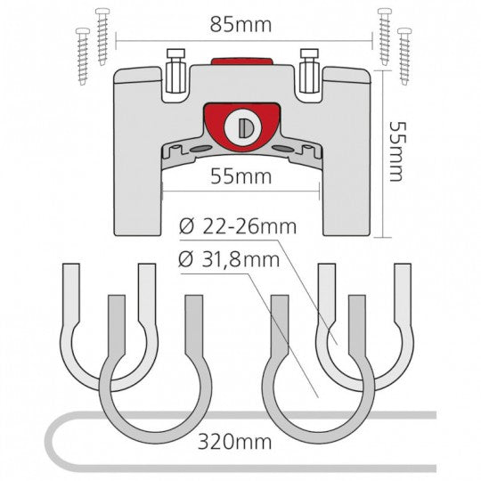 Fixation KLICKfix pour guidon - Lenker Adapter Ø 22−36 mm / Ø 31,8 mm