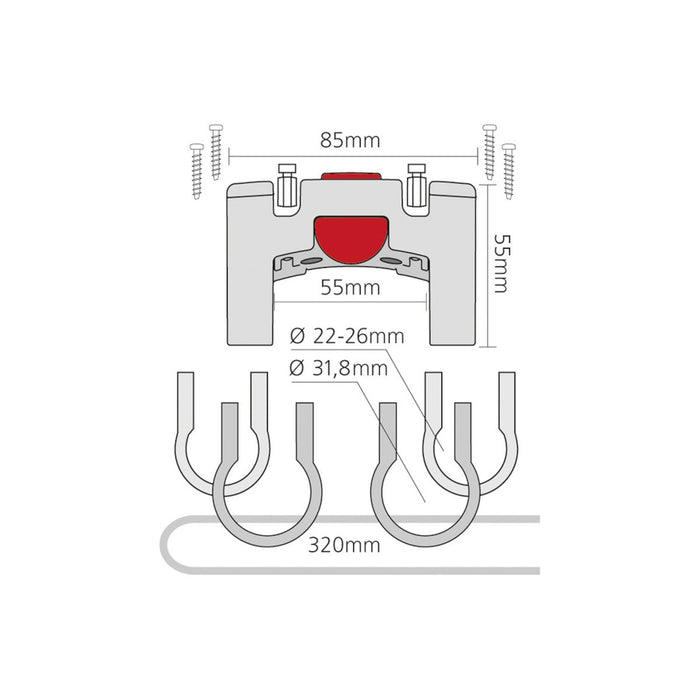 Fixation pour cintre OS/22-26 + 2colliers K0211U